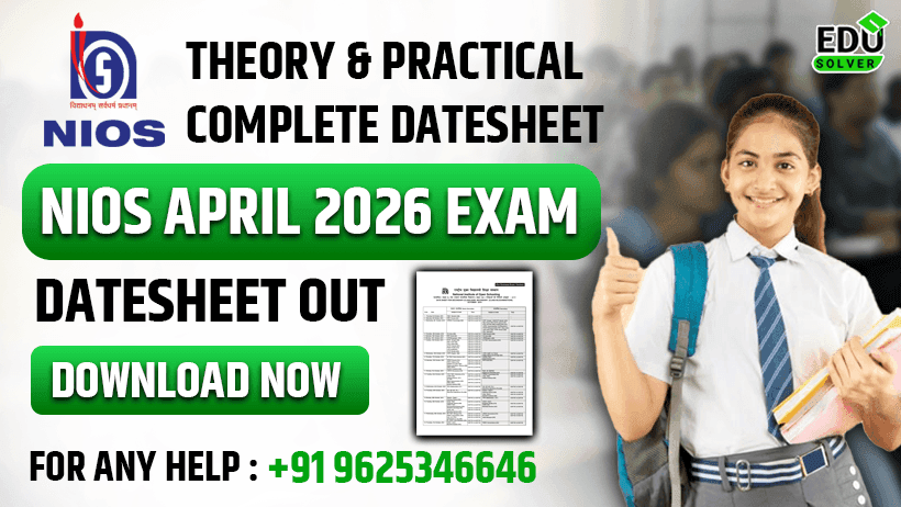 NIOS April 2026 Exam Datesheet